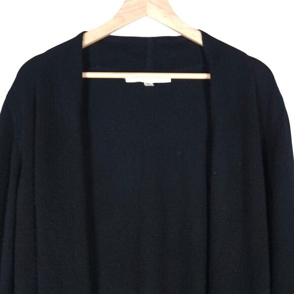 Nordstrom Collection Womens Black Open Front Cashmere Cardigan Large Classic Fit - Picture 4 of 12